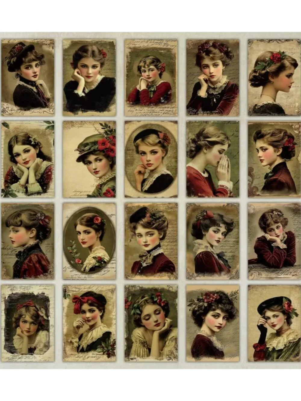 Postcards Vintage Victorian Girls Ladies Double-Sided Scrapbooking Junk Journal